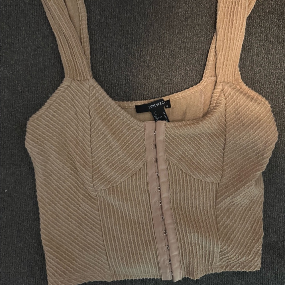 Forever 21 Beige Ribbed Tank Top
